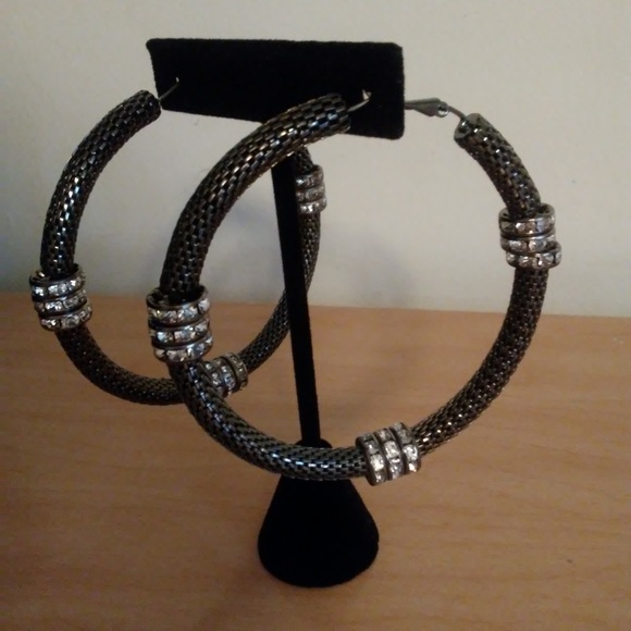 Gunmetal Python Hoops - Picture 1 of 4